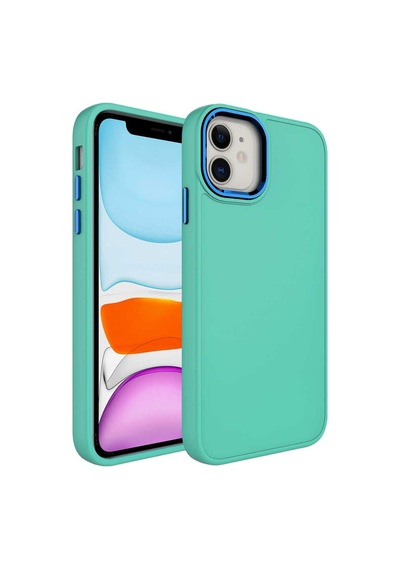 Apple Uyumlu iPhone 11 Kılıf Metal Renkli Çerçeveli Canlı Renkli Silikon Kapak