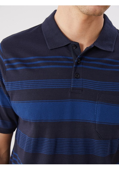Lcwaıkıkı Classic Lacivert Polo Yaka Renk Bloklu Erkek Tişört