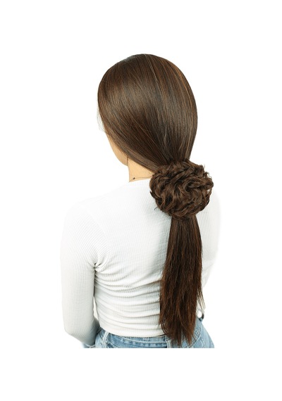 Yoğun Saçlı Lastikli Topuz Toka / Kahve Karamel - Mydr-462392 Çok Renkli