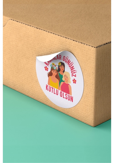 Kadınlar Gününüz Kutlu Olsun Sticker Etiketi 3x3cm St2417 Çok Renkli
