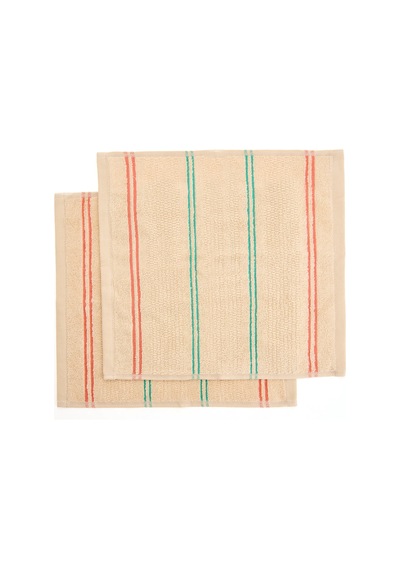 Soft Linea 2'li Havlu Seti - Bej - 30x30 Cm Renkli