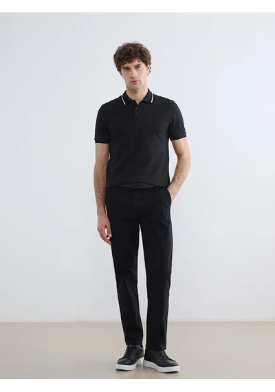Lc Waikiki Siyah Polo Yaka Pike Erkek Tişört