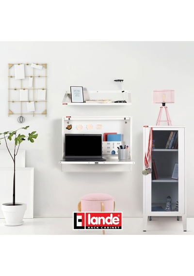 Lande - Ziglat 1110 - Metal Dolap - Cam Kapılı - Mat Beyaz. Beyaz