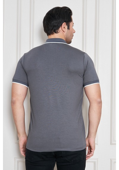 Erkek Jeuss Oysho Kumaş Fermuarlı Yakalı Füme Tshirt
