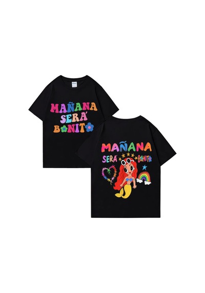 Flood Of Style Sıcak Satış Şarkıcı Karol G Müzik Albümü Manana Sera Bonito T Shirt Erkek Kadın Rahat Gr Siyah
