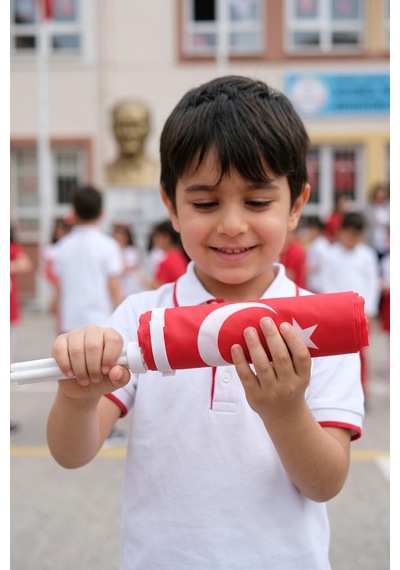 40'lı Set Çubuklu Kağıt Türk Bayrağı 12x20 Cm - 23 Nisan Kutlama Ve Süsleme Seti Tek Ebat