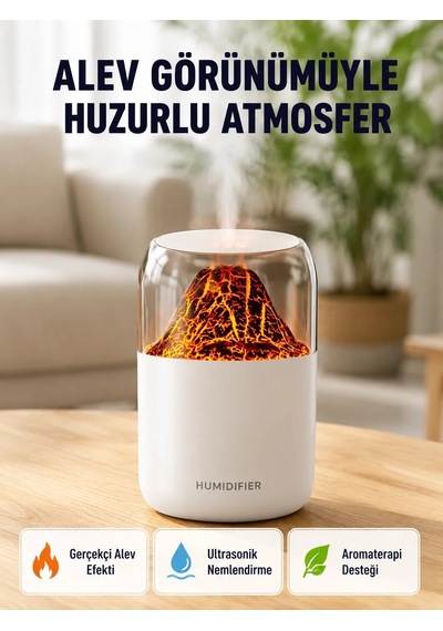 Ers- 280ml Alev Işıklı Ultrasonik Hava Nemlendirici Sessiz Ve Usb Şarjlı