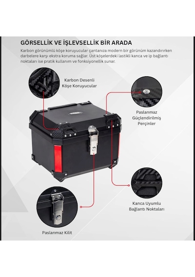 Rexx 45 Litre Abs Motosiklet Arka Çanta - 02-renkli Tek Renk