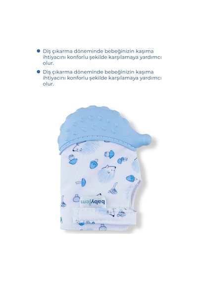 Babyjem Bebek Diş Kaşıyıcı Eldiveni Kirpi Mavi