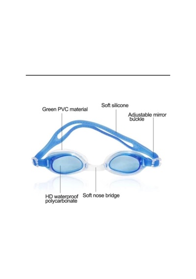 Çocuk Yüzücü Gözlüğü Pvc Çantalı Mavi 8-12 Yaş Beyaz