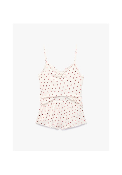 Koton Desenli Rahat Kesim Şortlu Pijama Takımı Kırmızı Desenli 6slk40025mk