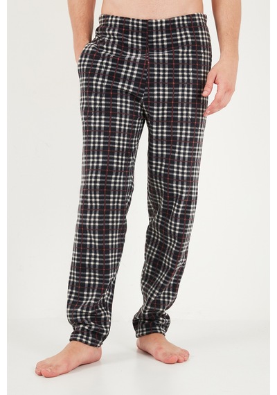 Buratti Lastikli Bel Düz Paça Yumuşak Dokulu Polar Pijama Altı Erkek Pijama Altı 6098001 Siyah-bordo