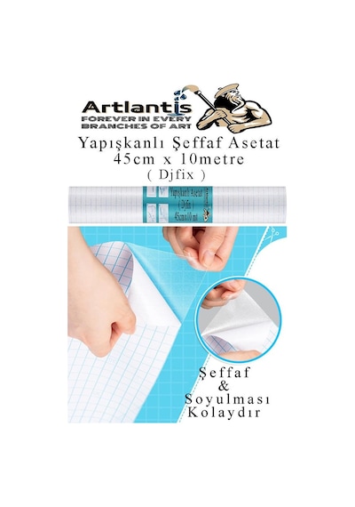 Yapışkanlı Şeffaf Asetat 1 Adet 45cm X 10 Metre Djfix Kendinden Yapışkanlı Şeffaf Rulo Asetat Transparan Soğuk Laminasyon