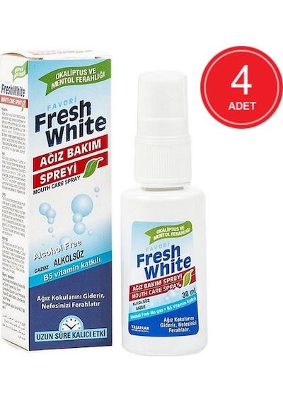 Fresh White Koku Giderici ve Önleyici Ağız Bakım Spreyi 4 x 30 ML