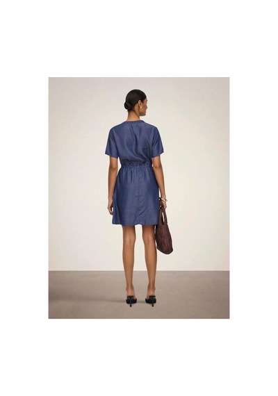Jdy Elbise Jdyjasper S/s Dress Wvn Dark Blue Denim
