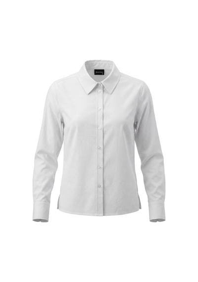 Goffra Kadın Pure 50/1 Kompakt Pamuk Likralı Gömlek - Pürüzsüz Doku Minimalist Klasik Kesim- Beyaz W205-k0304-01