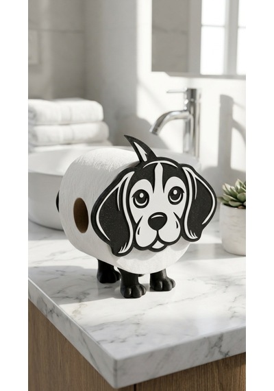 Sevimli Beagle Köpek Figürlü Tuvalet Kağıdı Tutucu - Banyo Aksesuarı Standı 3d Model Çok Renkli