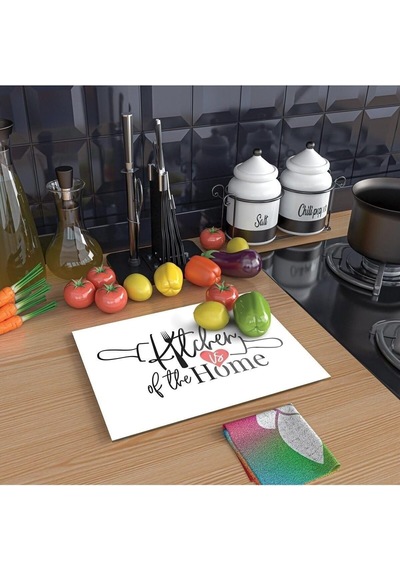 Tr Cam Kesme Tahtası Ve Sunum Tablası Kitchen Love Desenli 20 X 30 Cm Diğer