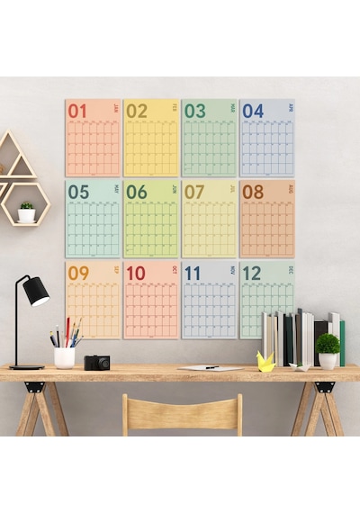 2026 Duvar Takvimi, A4, 33x48 Cm, Poster Takvim, Aylık Planlayıcı Takvim, Boho Renkler