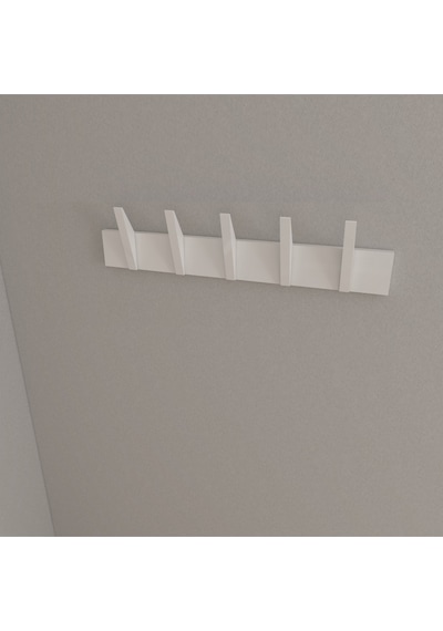 Hepsi3boyutlu Modern Duvar & Kapı Kanca Askılık - 5 Adet Beyaz Kanca Askılık - Model No : 4 Beyaz