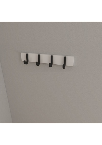 Hepsi3boyutlu Modern Duvar & Kapı Baston Askılık - 4 Adet Siyah J Askılık - Model No : 6 Siyah