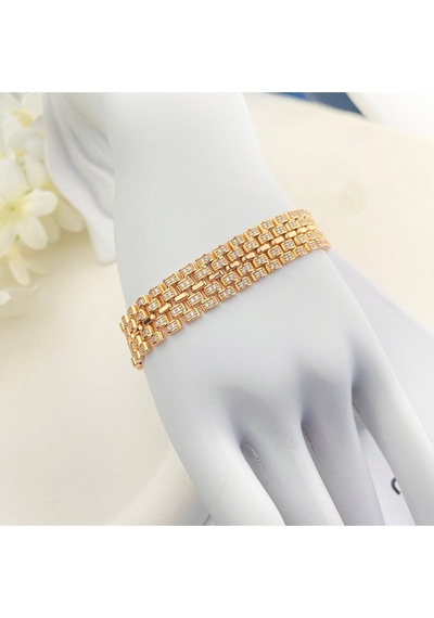Hasır Bileklik Kuyumcu Model Zirkon Taşlı Çelik Kararmaz Xuping Vip Seri Yüksek Kalite Rose Gold