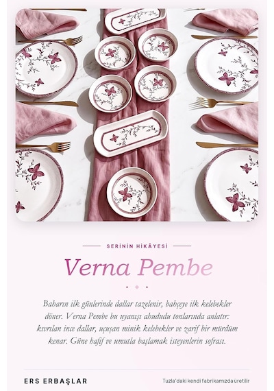 Verna Pembe 14 Parça 6 Kişilik Kahvaltı Takımı, Lüx Kahvaltı Seti Diğer