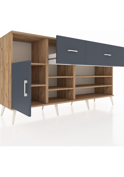 Hyperion Konsol 6 Raflı 2 Çekmeceli Tek Kapaklı 176x44x99 Çam-an Çam-antrasit Hyperion Konsol 6 Raflı 2 Çekmeceli Tek Kapaklı 176x44x99 Çam-an Çam-antrasit