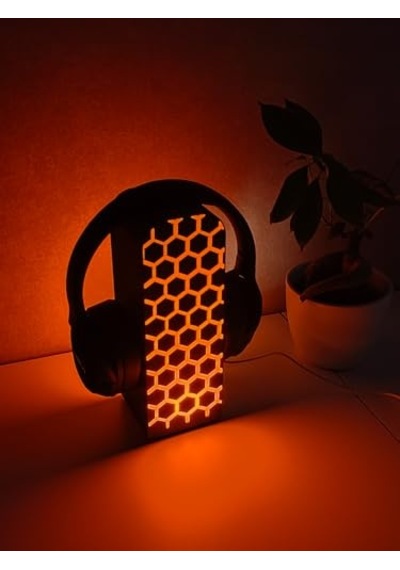Işıklı Bal Peteği Tasarım Kulaklık Standı Oyuncu Headset Stand Masaüstü Dekoratif Stand