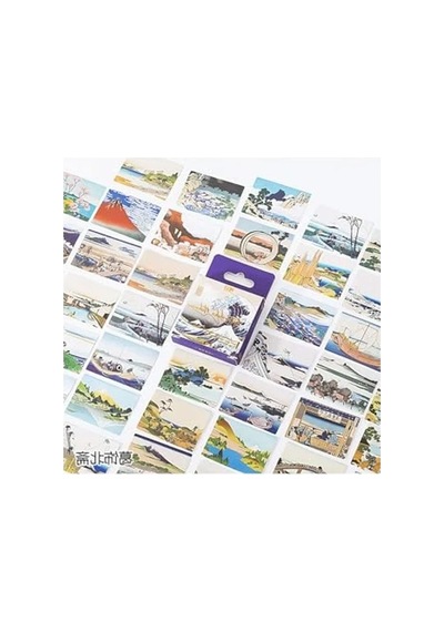 Katsushika Hokusai Temalı 45 Adet Sticker Seti, Bullet Journal İçin