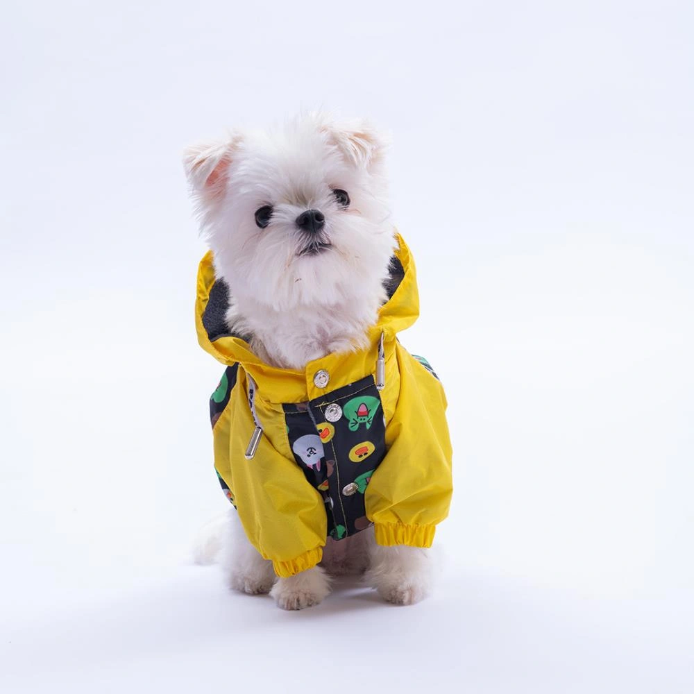 Osaka Smile Sarı Emoji Desenli Köpek Mont Köpek Yağmurluk Köpek Kıyafeti Köpek Elbisesi