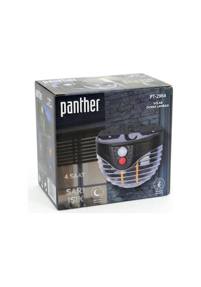 Panther Pt-2964 Güneş Enerjili Hareket Sensörlü Cob Led Duvar Lambası - Dış Mekan Solar Bahçe Aydınlatması