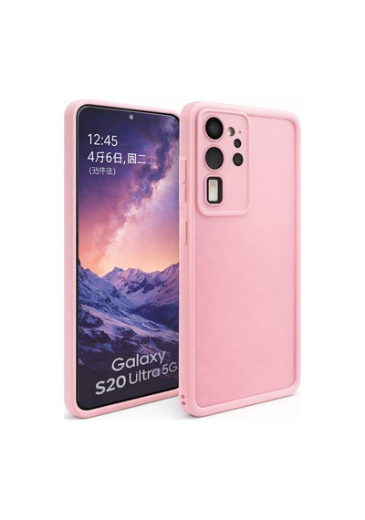 Samsung Galaxy S20 Ultra Uyumlu Kamera Çıkıntılı Mat Silikon Telefon Kılıfı Pembe