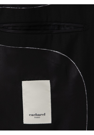 Cacharel Siyah Slim Fit Çizgili Yün Takım Elbise Cacharel Siyah Slim Fit Çizgili Yün Takım Elbise