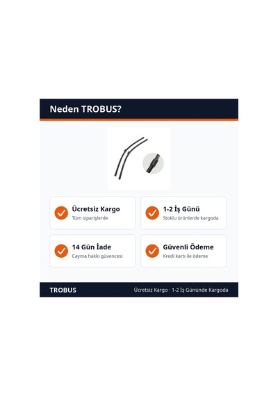 Trobus Mercedes-benz C Serisi W205 2014 Ve Sonrası Uyumlu Ön Silecek Süpürge Takımı
