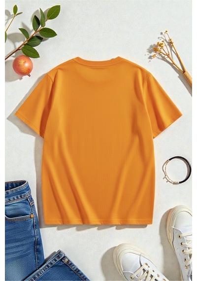 Uyguntarz Unisex Eyfel Kulesi Baskılı Tasarım Tshirt Turuncu