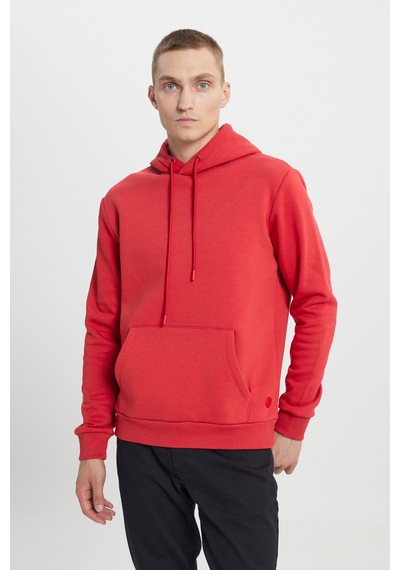 AC&Co / Altınyıldız Classics Erkek Kırmızı Standart Fit Pamuklu Kapüşonlu  Sweatshirt Kırmızı