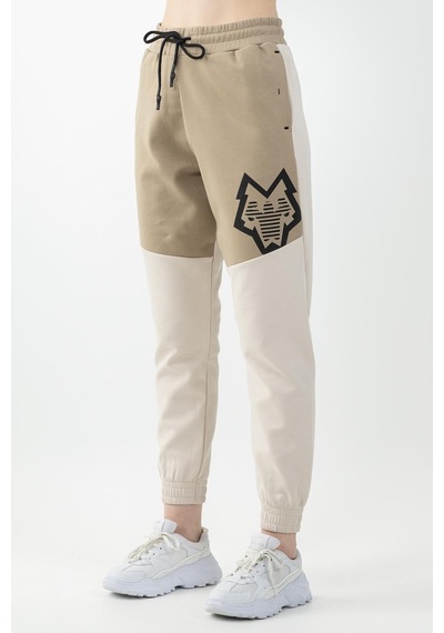 Maraton Sportswear Comfort Kadın Dönüşlü Paça Basic Kil Pantolon 22028-kil Bej