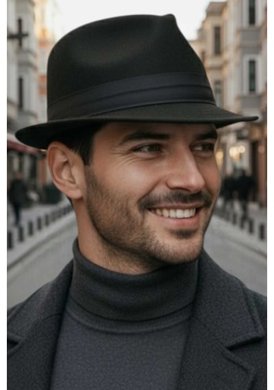 Uniquetrenders Erkek Premium Lüx Kaşe Jackson Fötr Şapka Siyah