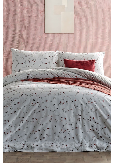 Doqu Home Ranforce Elegan Çift Kişilik Nevresim Takımı - Beyaz
