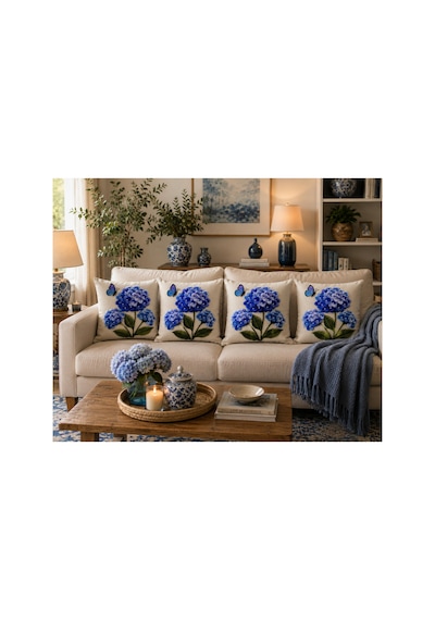 Mavi Ortanca Çiçeği Ve Kelebek Desenli 4'lü Set Dekoratif Kırlent Kılıfı 43x43 Cm - Dijital Baskılı Yastık Kılıfı Salon Koltuk Balkon Takımı Mavi Mavi Mavi Ortanca Çiçeği Ve Kelebek Desenli 4'lü Set Dekoratif Kırlent Kılıfı 43x43 Cm - Dijital Baskılı Yastık Kılıfı Salon Koltuk Balkon Takımı Mavi Mavi
