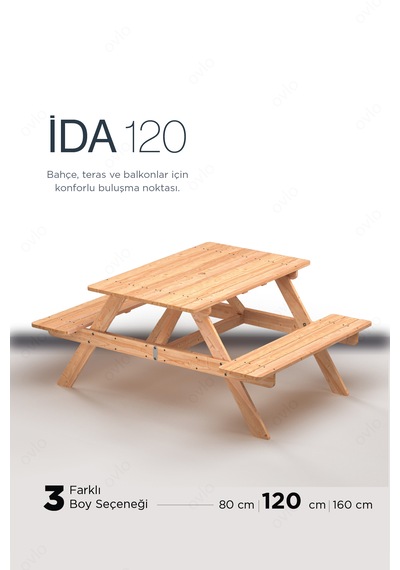 Ahşap Oturma Masası İda 120 4 Kişilik Sade Ve Konforlu Tasarım Teak