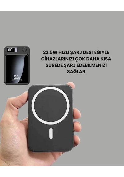 Manyetik Ve Hızlı Kablosuz Şarj Güç Bankası Powerbank Çok Renkli