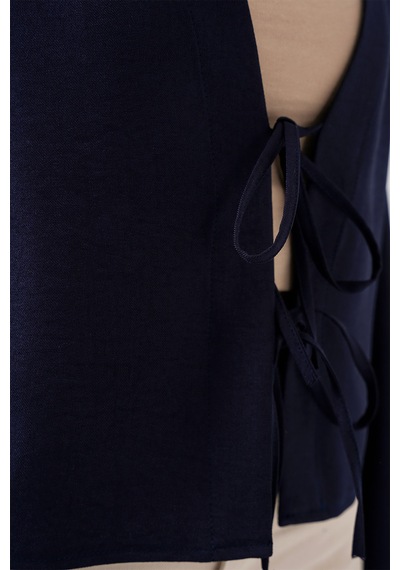 Bigdart Önü Bağlamalı Keten Kimono 960 - Lacivert