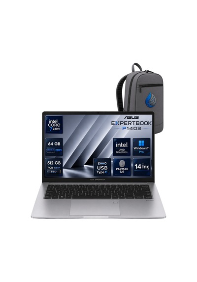 Asus Expertbook P1 P1403CVA-C716512G0DRNP25 Core 7-240H 64 GB 512 GB SSD 14'' FHD W11P Dizüstü Bilgisayar