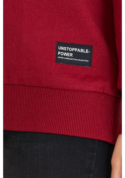 Comeor Kadın Bordo Basic Bisiklet Yaka Regular Fit Rahat Sweatshirt 001