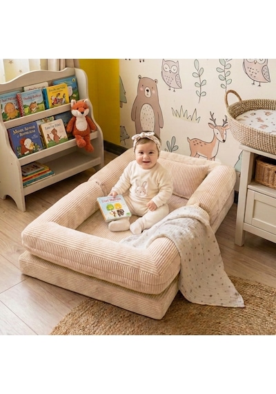 Miniwood Montessori Yatak Oyun Alanlı Bebek Yer Yatağı Sünger Çocuk Karyola 92 x 150 CM