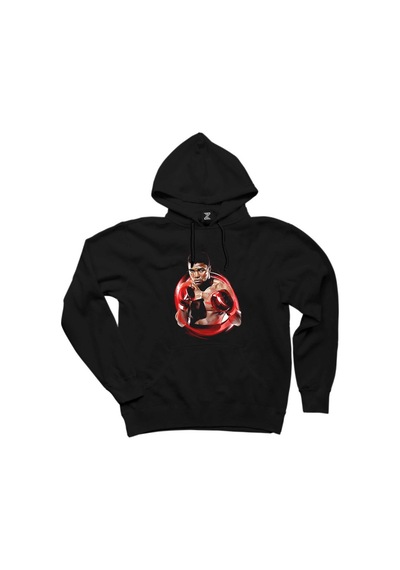 Muhammad Ali Red Siyah Kapşonlu Sweatshirt Hoodie Siyah