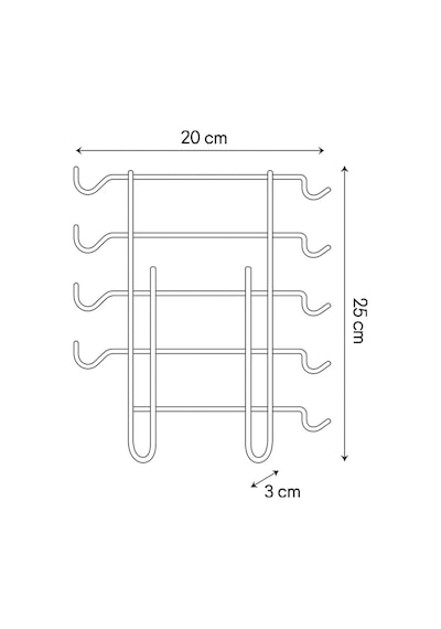 Krom Metal 10 Kancalı Fincan Kupa Bardak Askısı Dolap İçi Kancalı Fincan Askılığı Metal 28 X 13 Gri Diğer