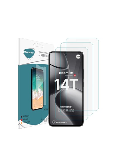 Microsonic Xiaomi 14t Pro Screen Protector Nano Glass Cam Ekran Koruyucu 3 Lü Paket